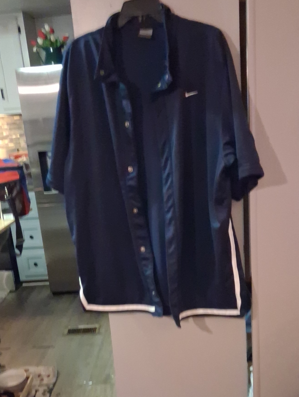 Nike Men’s Navy Button Front Jacket with White Trim